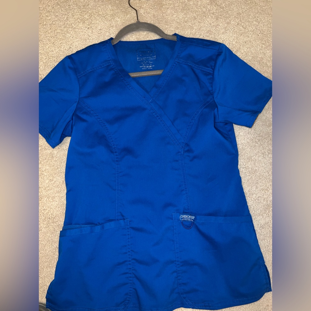 Cherokee royal blue scrub top